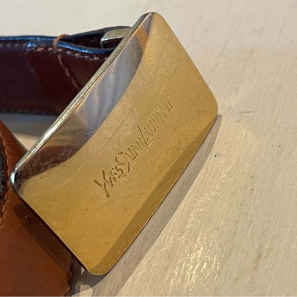 YSL Saddle Leather Belt 36/90 Vtg